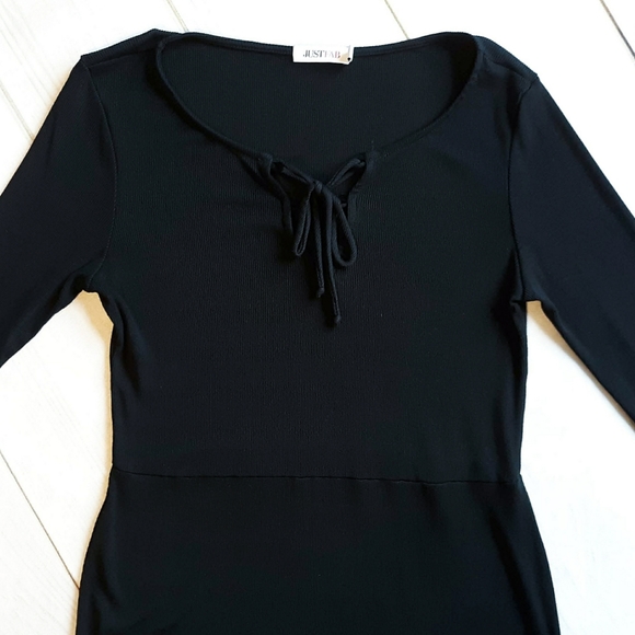 JUSTFAB Black Lace-up Knit Mini Dress - Picture 7 of 11